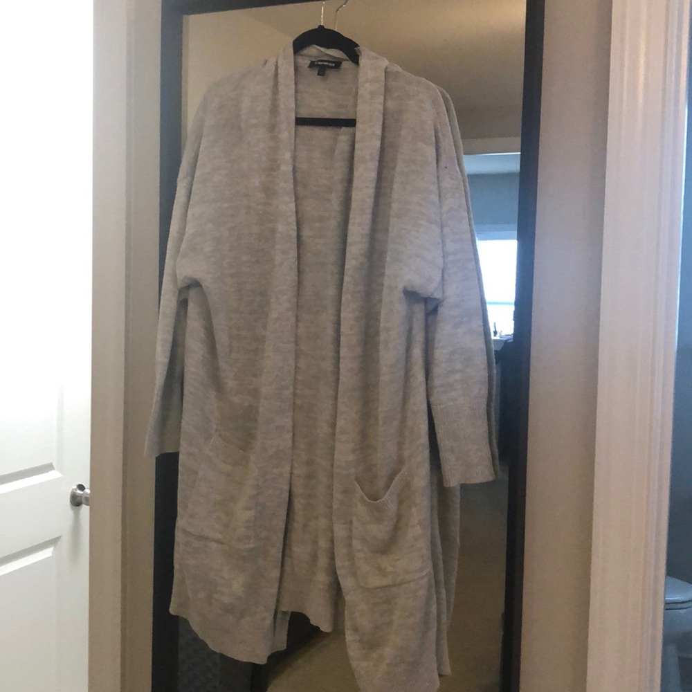 Longline grey marked open cardigan